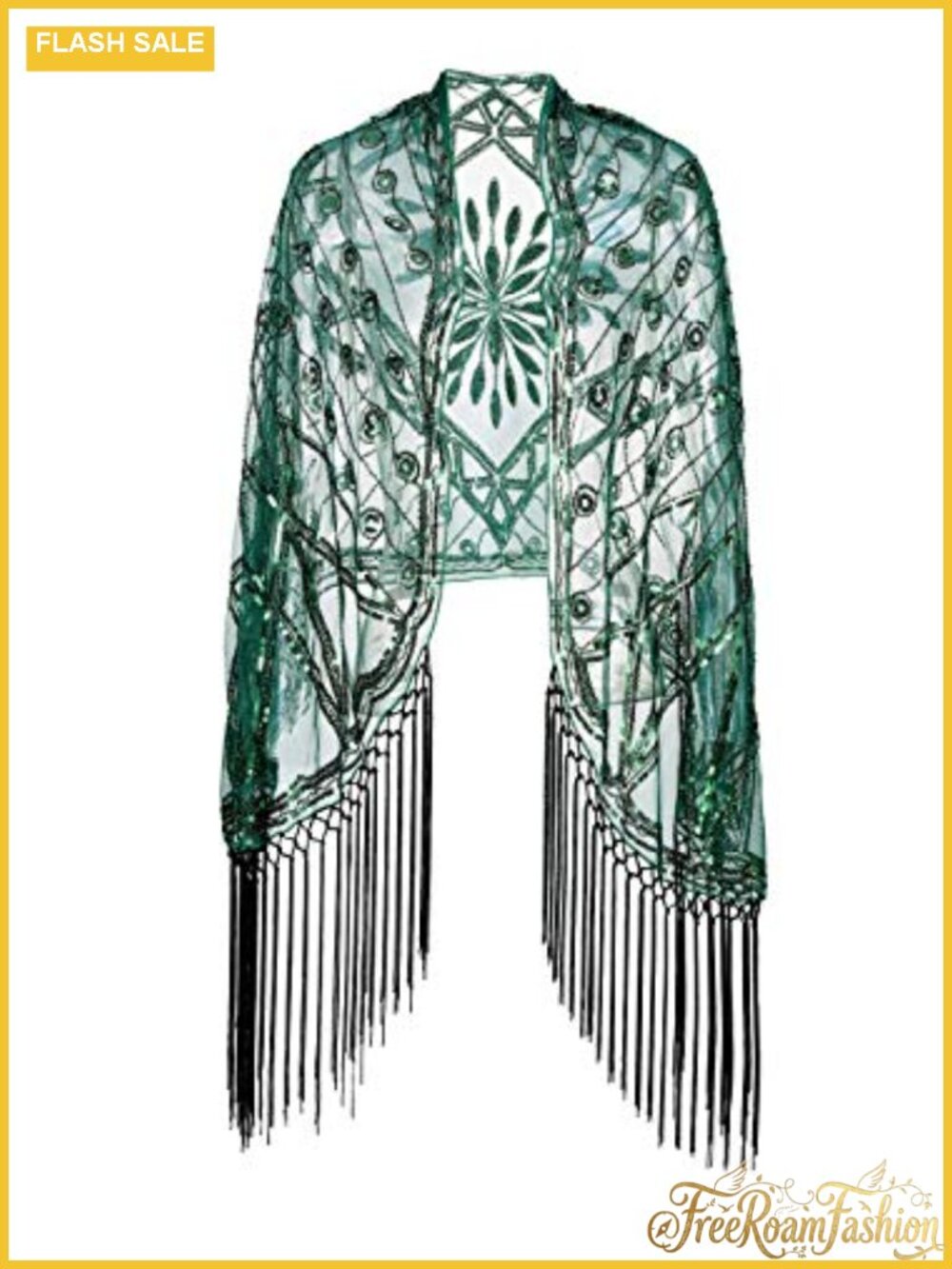 1920s Sequin Flapper Shawl Fringed Wedding Cape Evening Scarf